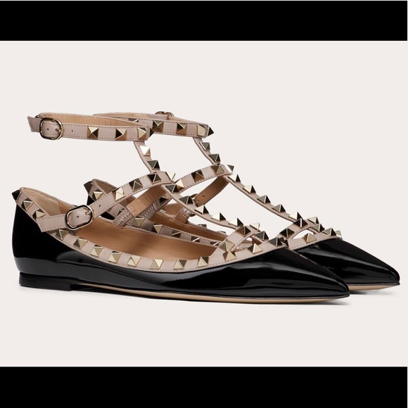 Valentino Shoes - NEW VALENTINO PATENT ROCKSTUD CAGED BALLET FLAT